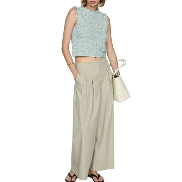 MNG Mango Women's Tweed Top Fringe Hem Sleeveless Cropped Blue Size S NWT - Picture 3 of 10